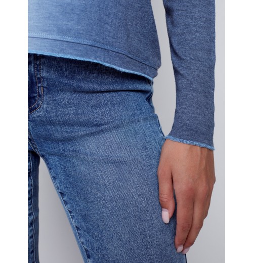 Ombré V-Neck Knit Top - Indigo Ombré V-Neck Knit Top - Indigo