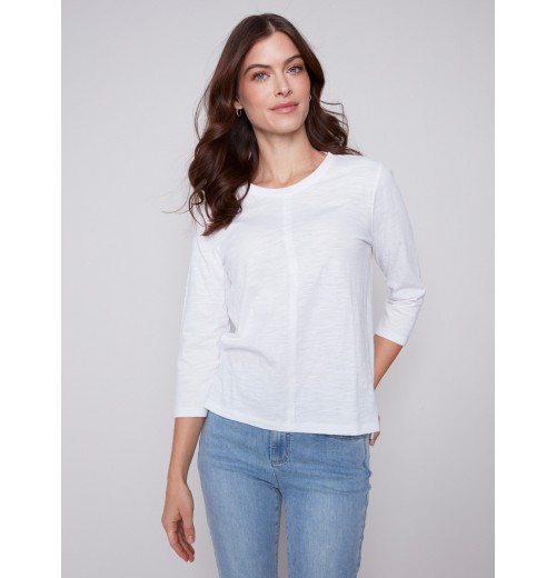 Organic Cotton Slub Knit Top - White Organic Cotton Slub Knit Top - White