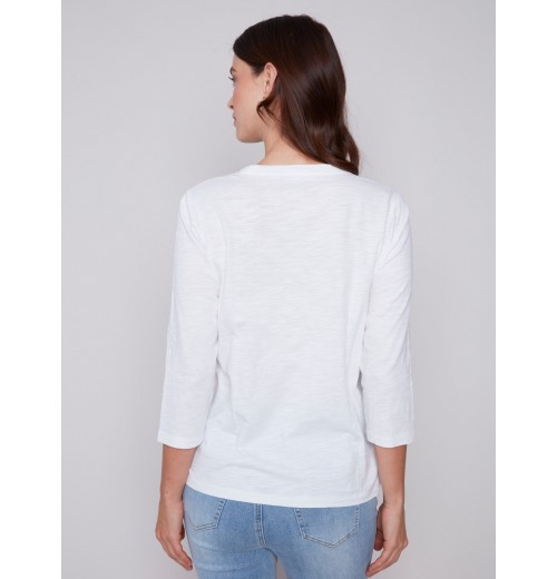 Organic Cotton Slub Knit Top - White Organic Cotton Slub Knit Top - White