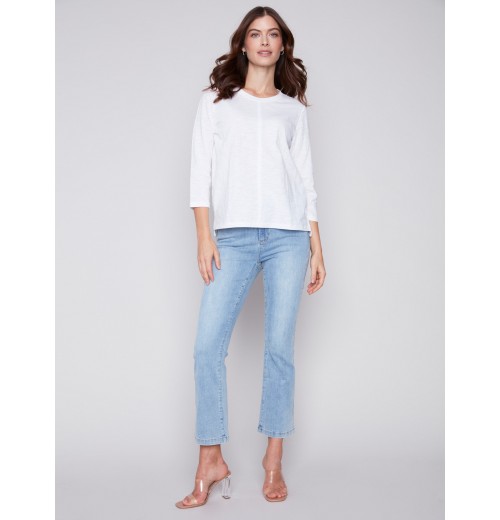 Organic Cotton Slub Knit Top - White Organic Cotton Slub Knit Top - White