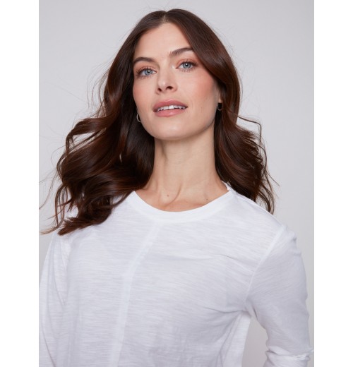 Organic Cotton Slub Knit Top - White Organic Cotton Slub Knit Top - White