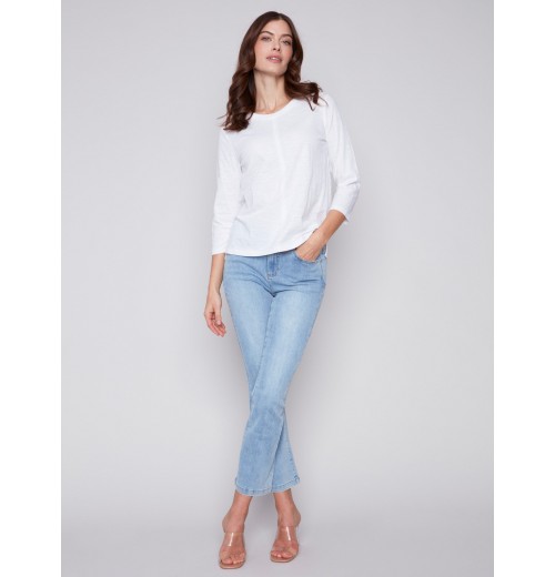 Organic Cotton Slub Knit Top - White Organic Cotton Slub Knit Top - White