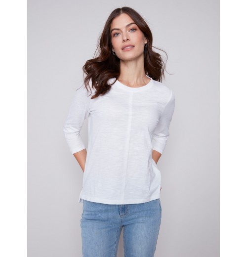 Organic Cotton Slub Knit Top - White Organic Cotton Slub Knit Top - White