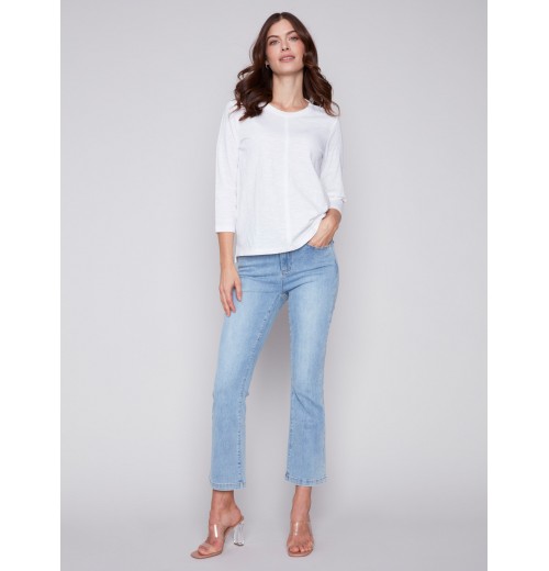 Organic Cotton Slub Knit Top - White Organic Cotton Slub Knit Top - White