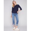 Organic Cotton Slub Knit Top - Navy Organic Cotton Slub Knit Top - Navy