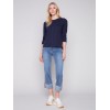 Organic Cotton Slub Knit Top - Navy Organic Cotton Slub Knit Top - Navy
