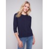 Organic Cotton Slub Knit Top - Navy Organic Cotton Slub Knit Top - Navy