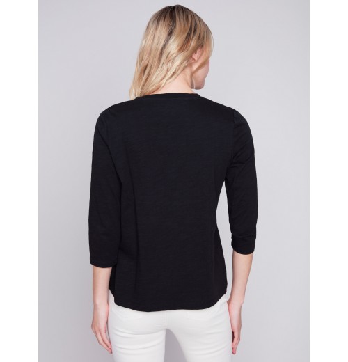 Organic Cotton Slub Knit Top - Black Organic Cotton Slub Knit Top - Black