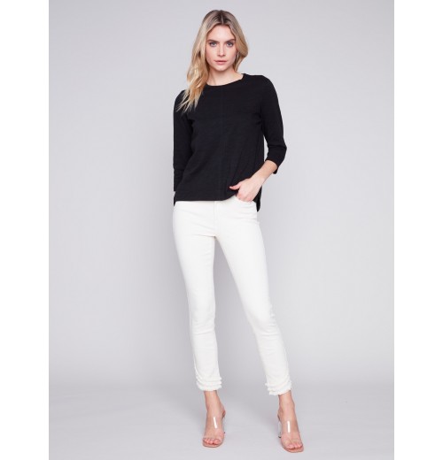 Organic Cotton Slub Knit Top - Black Organic Cotton Slub Knit Top - Black