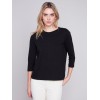 Organic Cotton Slub Knit Top - Black Organic Cotton Slub Knit Top - Black