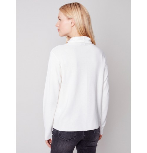 Ottoman Cotton Funnel Neck Sweater - Ecru Ottoman Cotton Funnel Neck Sweater - Ecru