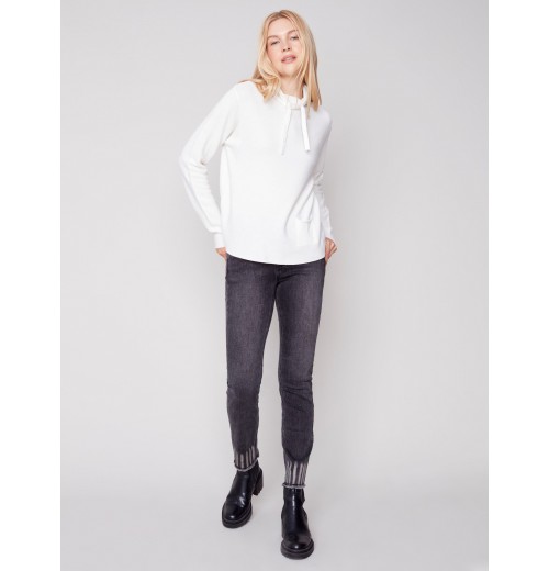 Ottoman Cotton Funnel Neck Sweater - Ecru Ottoman Cotton Funnel Neck Sweater - Ecru