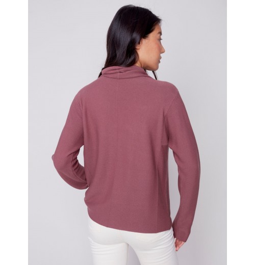 Ottoman Cotton Funnel Neck Sweater - Raspberry Ottoman Cotton Funnel Neck Sweater - Raspberry