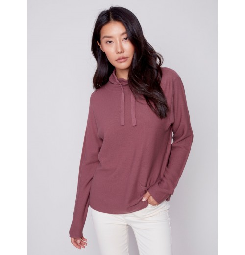 Ottoman Cotton Funnel Neck Sweater - Raspberry Ottoman Cotton Funnel Neck Sweater - Raspberry