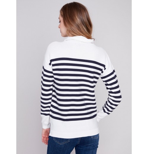 Ottoman Cotton Funnel Neck Sweater - Nautical Ottoman Cotton Funnel Neck Sweater - Nautical
