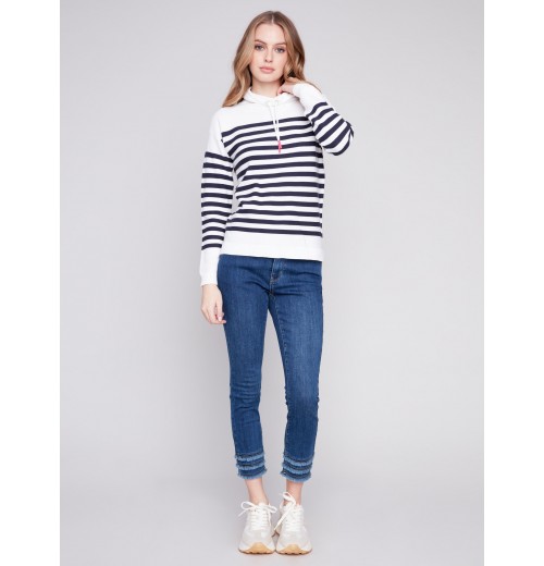 Ottoman Cotton Funnel Neck Sweater - Nautical Ottoman Cotton Funnel Neck Sweater - Nautical