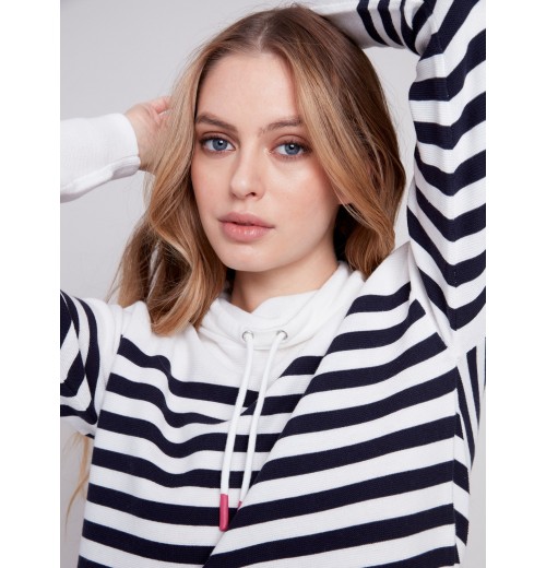 Ottoman Cotton Funnel Neck Sweater - Nautical Ottoman Cotton Funnel Neck Sweater - Nautical