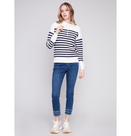 Ottoman Cotton Funnel Neck Sweater - Nautical Ottoman Cotton Funnel Neck Sweater - Nautical