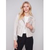 Pearlized Faux Leather Jacket - Champagne Pearlized Faux Leather Jacket - Champagne