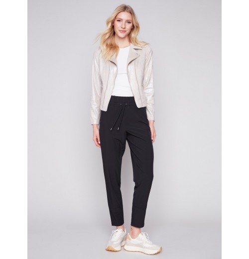 Pearlized Faux Leather Jacket - Champagne Pearlized Faux Leather Jacket - Champagne