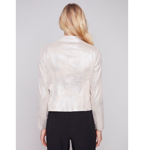 Pearlized Faux Leather Jacket - Champagne Pearlized Faux Leather Jacket - Champagne