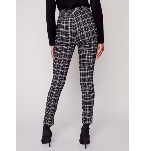 Plaid Pull-On Pants - Black & White Plaid Pull-On Pants - Black & White