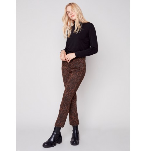 Printed Bootcut Stretch Twill Pants - Cheetah Printed Bootcut Stretch Twill Pants - Cheetah