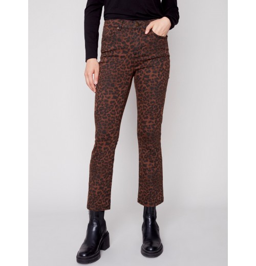 Printed Bootcut Stretch Twill Pants - Cheetah Printed Bootcut Stretch Twill Pants - Cheetah