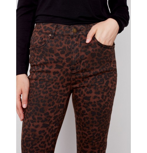 Printed Bootcut Stretch Twill Pants - Cheetah Printed Bootcut Stretch Twill Pants - Cheetah