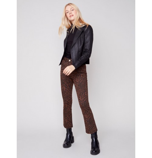 Printed Bootcut Stretch Twill Pants - Cheetah Printed Bootcut Stretch Twill Pants - Cheetah
