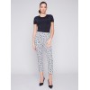 Printed Capri Pants with Hem Slit - Checker Printed Capri Pants with Hem Slit - Checker