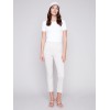 Printed Capri Pants with Hem Slit - Greige Printed Capri Pants with Hem Slit - Greige