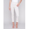 Printed Capri Pants with Hem Slit - Greige Printed Capri Pants with Hem Slit - Greige