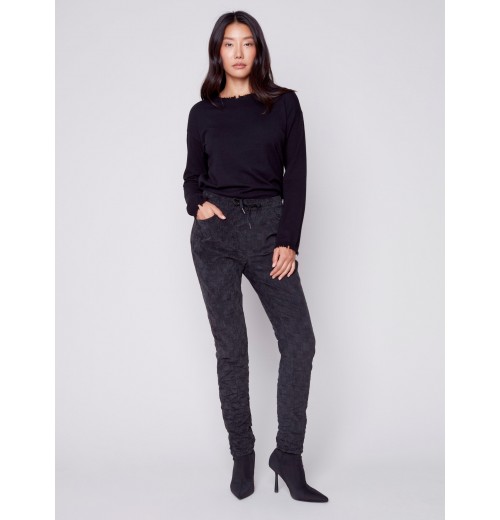 Printed Corduroy Crinkle Jogger Pants - Port Printed Corduroy Crinkle Jogger Pants - Port