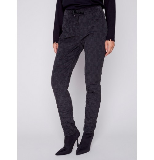 Printed Corduroy Crinkle Jogger Pants - Port Printed Corduroy Crinkle Jogger Pants - Port