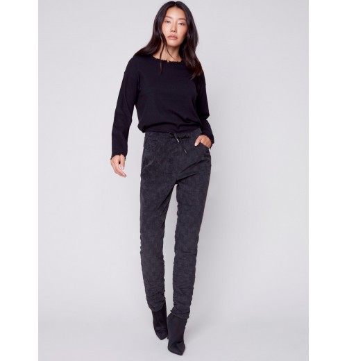 Printed Corduroy Crinkle Jogger Pants - Port Printed Corduroy Crinkle Jogger Pants - Port
