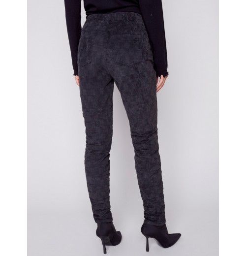 Printed Corduroy Crinkle Jogger Pants - Port Printed Corduroy Crinkle Jogger Pants - Port