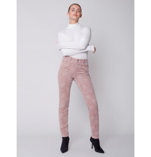 Printed Corduroy Skinny Jeans - Powder Printed Corduroy Skinny Jeans - Powder
