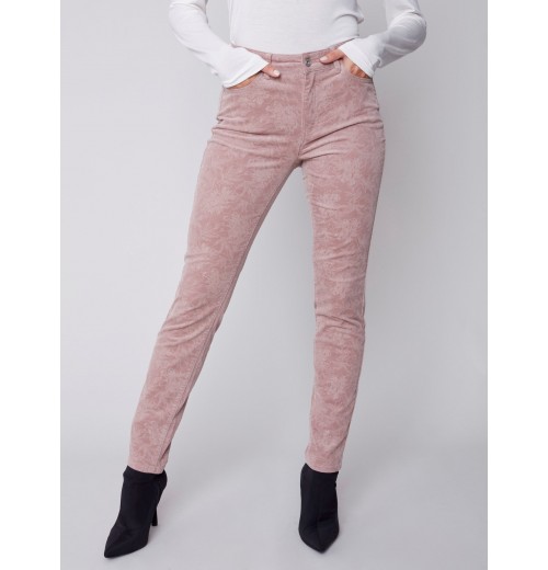 Printed Corduroy Skinny Jeans - Powder Printed Corduroy Skinny Jeans - Powder