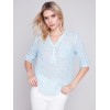Printed Cotton Gauze Blouse - Sky Printed Cotton Gauze Blouse - Sky
