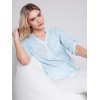 Printed Cotton Gauze Blouse - Sky Printed Cotton Gauze Blouse - Sky