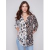 Printed Crinkle Georgette Blouse - Damask Printed Crinkle Georgette Blouse - Damask