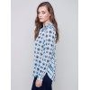 Printed Crinkle Georgette Blouse - Denim Printed Crinkle Georgette Blouse - Denim