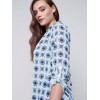 Printed Crinkle Georgette Blouse - Denim Printed Crinkle Georgette Blouse - Denim