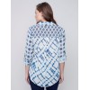 Printed Crinkle Georgette Blouse - Denim Printed Crinkle Georgette Blouse - Denim
