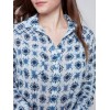 Printed Crinkle Georgette Blouse - Denim Printed Crinkle Georgette Blouse - Denim