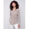 Printed Crinkle Georgette Blouse - Ecru Printed Crinkle Georgette Blouse - Ecru