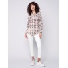 Printed Crinkle Georgette Blouse - Ecru Printed Crinkle Georgette Blouse - Ecru