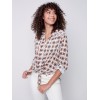 Printed Crinkle Georgette Blouse - Ecru Printed Crinkle Georgette Blouse - Ecru