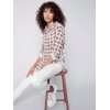 Printed Crinkle Georgette Blouse - Ecru Printed Crinkle Georgette Blouse - Ecru